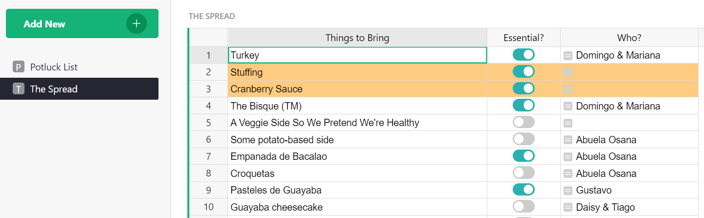 Potluck Organizer